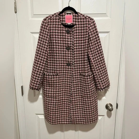 Kate Spade New York Enchanted Tweed Coat Size Large EUC - Picture 4 of 12